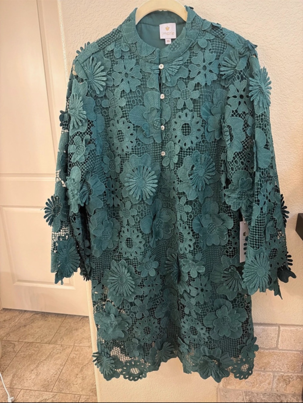 J Marie Lace Floral Overlay Dress